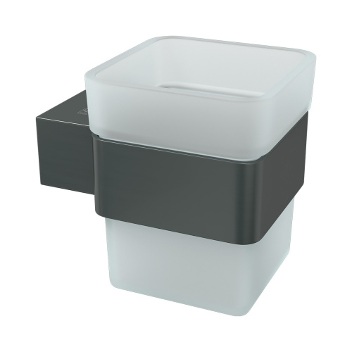 картинка Стакан для зубных щёток Lemark SMOOTH LINE с держателем, графит (9736015) от магазина Сантехстрой