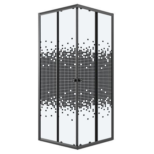 картинка Душевое ограждение Niagara Eco NG-1008-14QBLACK (80х80х190) квадрат,раздвижное,черный,стекло мозаика,1 место от магазина Сантехстрой