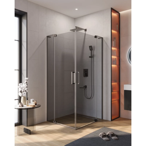 картинка Душевой уголок Cezares Slider SLIDER-AH-2-80/90-90/100-GRIGIO-GM 90-100x80-90 см, профиль оружейная сталь матовый, стекло графитовое от магазина Сантехстрой