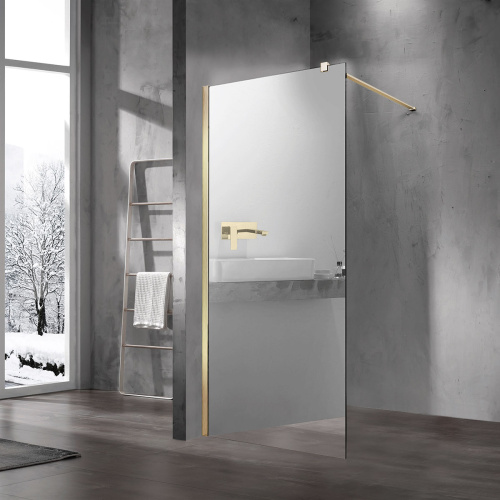 картинка Душевая перегородка Walk-In VSW-1H100MRG, 1000*2000, матовый золотой, стекло зеркальное от магазина Сантехстрой