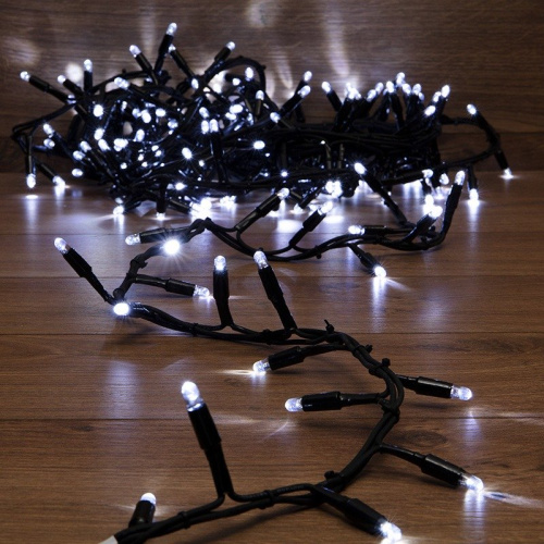 картинка Гирлянда Кластер 10 м,  200 LED,  черный каучук,  IP67, соединяемая,  цвет свечения белый NEON-NIGHT от магазина Сантехстрой