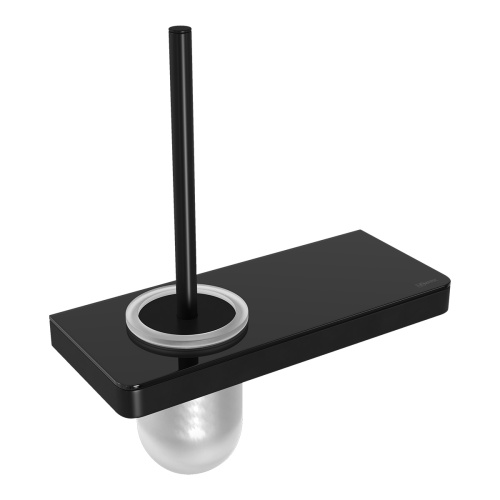 картинка Ёршик для унитаза Lemark GLASS LINE с держателем и полкой, чёрный матовый/черное стекло (9762033) от магазина Сантехстрой