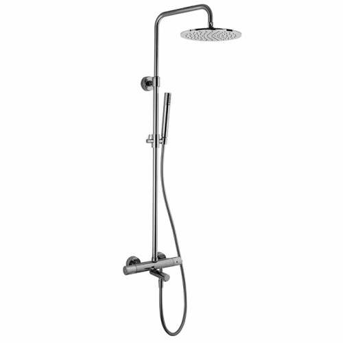 картинка Душевая стойка, Fima Carlo Frattini, Shower column, смеситель-в комплекте, тип открывания воды-вентильный, тип регулирования воды-керамическая кран-букса, излив-есть, вынос излива, мм-142, верхний душ-есть, форма верхнего душа-круглая, размер верхнего душ от магазина Сантехстрой