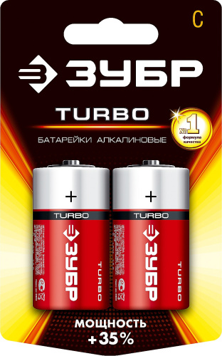 картинка Щелочная батарейка 1.5 В, тип С, 2 шт, ЗУБР Turbo от магазина Сантехстрой