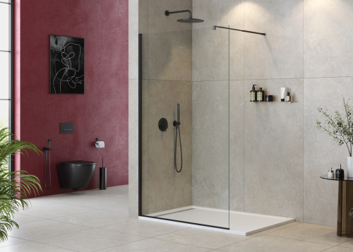 картинка Душевая перегородка CEZARES LIBERTA-L-1-125-C-NERO от магазина Сантехстрой