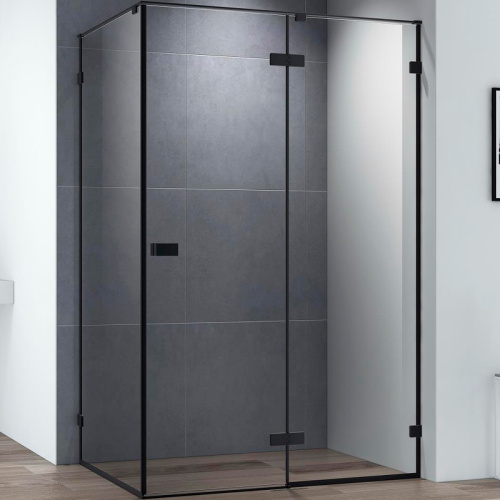 картинка Душевой уголок Cezares Bellagio 120x80 BELLAGIO-AH-1-120/80-C-NERO профиль Черный матовый стекло прозрачное от магазина Сантехстрой