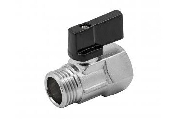 картинка Кран шаровой, ELSEN, MINI, полнопроходной, прямой, 3/8", 3/8", НВ, PN, бар-40, T°C -от -20 до +150, ручка-бабочка, латунь от магазина Сантехстрой