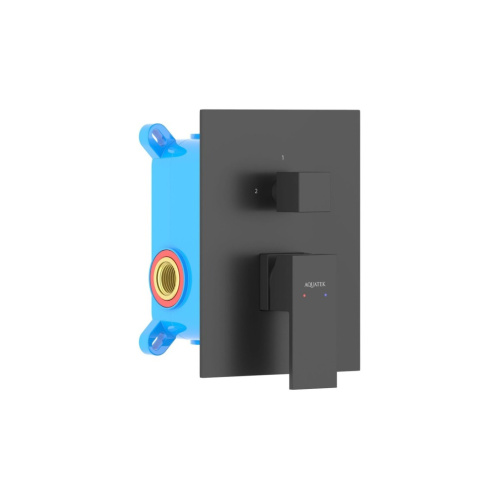изображение смеситель для ванны aquatek либра, 2 режима, внешняя и скрытая часть, матовый черный aq1646mb