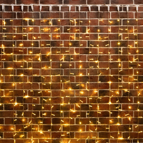 картинка Гирлянда Светодиодный Дождь 2х3м,  постоянное свечение,  прозрачный провод,  230 В,  цвет: Золото от магазина Сантехстрой