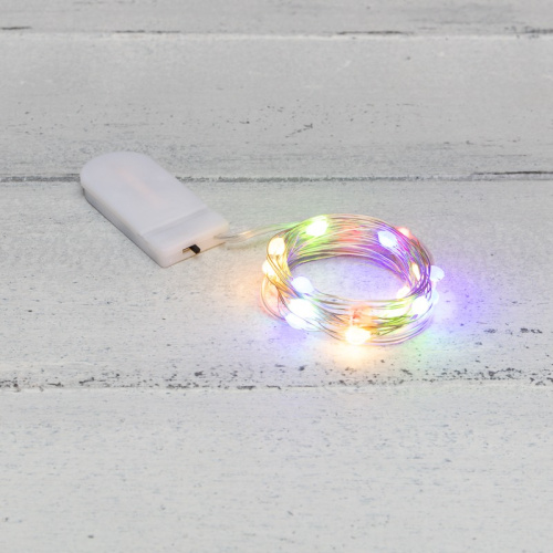 картинка Гирлянда Роса с крупными каплями 2 м,  20 LED,  цвет свечения мультиколор,  2хCR2032 в комплекте,  тонкий батарейный блок NEON-NIGHT от магазина Сантехстрой