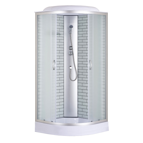 картинка Душевая кабина Loranto 90х90х215 поддон 13см, белый кирпичный узор, матовое стекло 4мм, профиль хром (CS669013FW90) от магазина Сантехстрой
