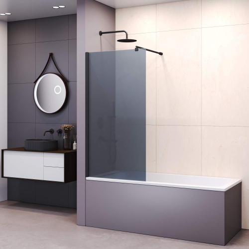 картинка Шторка на ванну RGW SC-050-B 70*150 профиль Чёрный стекло Тонированное(серое) от магазина Сантехстрой