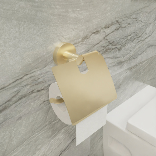 картинка Бумагодержатель с крышкой золото-сатин Fixsen Comfort Gold (FX-87010) от магазина Сантехстрой