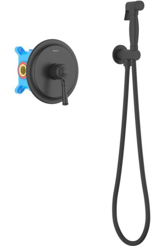 картинка Набор с гигиеническим душем (смеситель + гигиеническая лейка + шланг + шланговое подсоединение с держателем) AQUATEK КЛАССИК, матовый черный AQ1519MB от магазина Сантехстрой