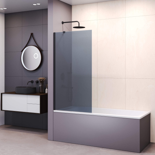 картинка Шторка на ванну RGW SC-150-B 70*150 профиль Чёрный стекло Тонированное(серое) от магазина Сантехстрой