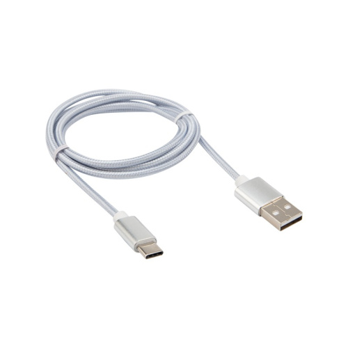 картинка Кабель USB-Type-C/2,4A/nylon/silver/1m/REXANT от магазина Сантехстрой