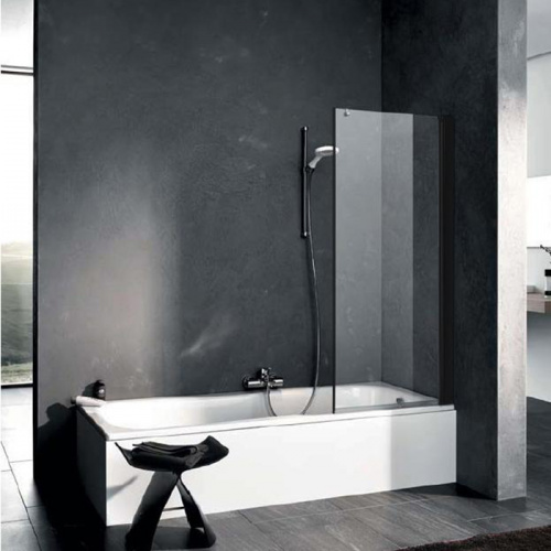 картинка Kermi Pega Штора на ванну PE DFR 750x1500, цвет: черный матовый/прозрачное стекло от магазина Сантехстрой