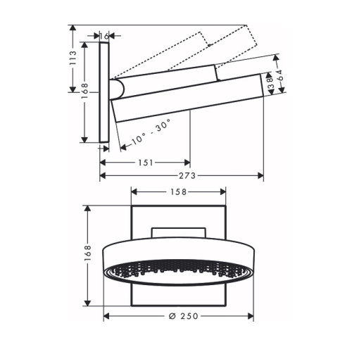 картинка Верхний душ Hansgrohe Rainfinity 250 1jet EcoSmart, с настенным креплением, хром от магазина Сантехстрой