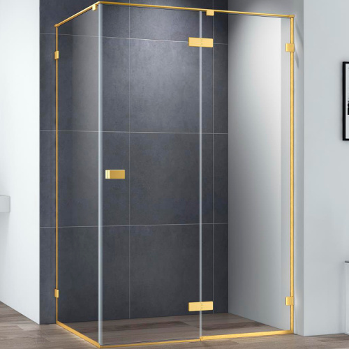 картинка Душевой уголок Cezares Bellagio 120x80 BELLAGIO-AH-1-120/80-C-BORO профиль Золото брашированное стекло прозрачное от магазина Сантехстрой