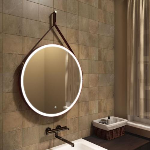 картинка Зеркало с подсветкой ART&MAX Milan AM-Mil-800-DS-F-Brown 80х80 см, коричневый от магазина Сантехстрой