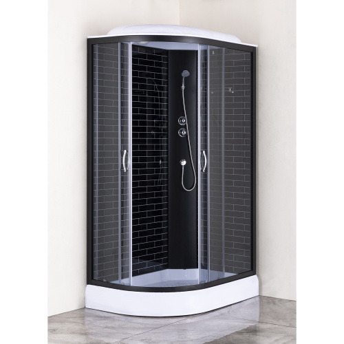 картинка Душевая кабина Loranto 120х80х215 правосторонняя, поддон 13см, черный кирпичный узор, прозрачное стекло 4мм, профиль черный (CS6612013RGB120) от магазина Сантехстрой
