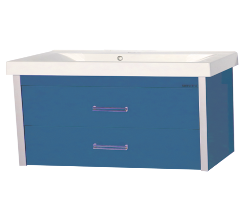 картинка Тумба под раковину Джулия QVATRO -105 с 2 ящ. подвесная синяя от магазина Сантехстрой