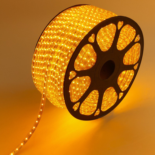 картинка LED лента 220 В,  10х7 мм,  IP67, SMD 2835, 60 LED/m,  цвет свечения желтый,  бухта 100 м от магазина Сантехстрой