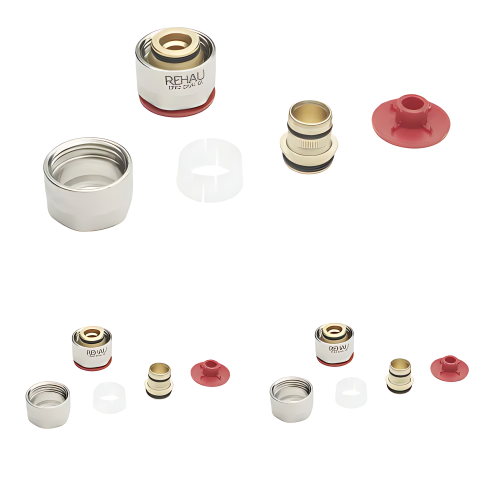картинка Резьбозажимное соединение Rehau 3/4", 20 x 2, латунь (Комплект 3 шт. из 5-и составляющих от магазина Сантехстрой