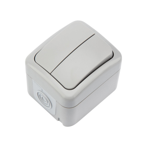 картинка Выключатель двухклавишный Mini OG OG IP54, о/у,  серый KRANZ от магазина Сантехстрой