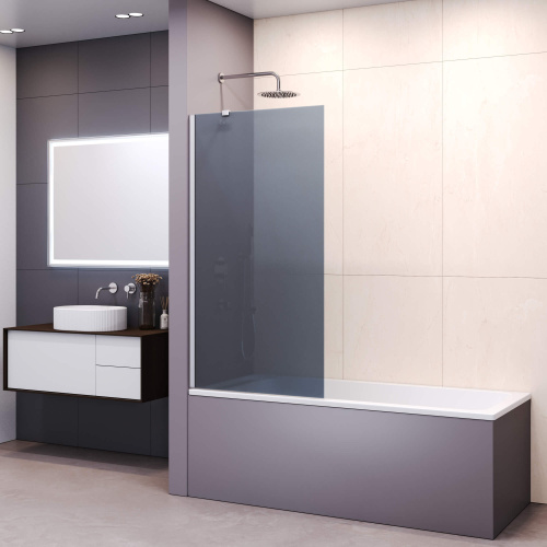 картинка Шторка на ванну RGW SC-151 60*150 профиль Хром стекло Тонированное(серое) от магазина Сантехстрой