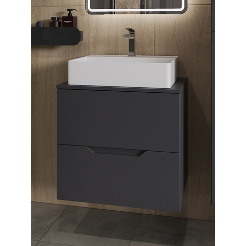 картинка Тумба с раковиной подвесная Orange Line Li-60TugMDF+B04-500W 60 см, графит/белый от магазина Сантехстрой