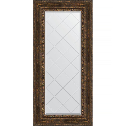 картинка Зеркало Evoform Exclusive-G 132х62 BY 4086 с гравировкой в багетной раме - Состаренное дерево с орнаментом 120 мм от магазина Сантехстрой