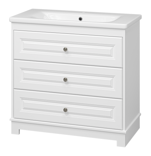 картинка Тумба с раковиной Ларго -100 напольная белая матовая с 3 ящ. от магазина Сантехстрой