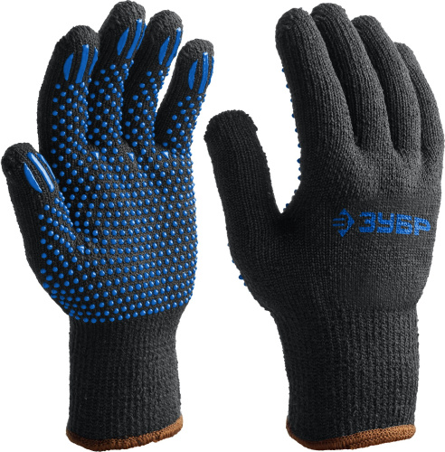 картинка ЗУБР МАСТЕР, размер L-XL, перчатки трикотажные утепленные, с ПВХ покрытием (точка). от магазина Сантехстрой