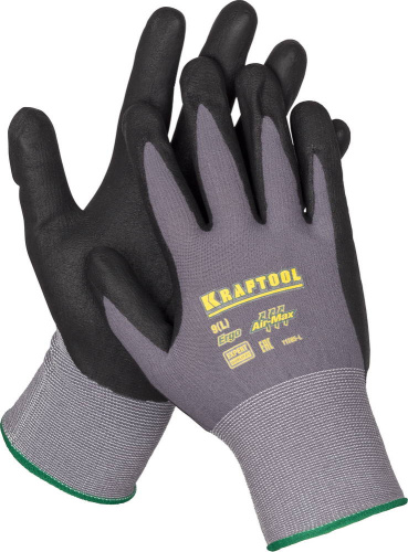 картинка KRAFTOOL EXPERT, размер M, эластичные перчатки со вспененным нитриловым покрытием, 11285-M от магазина Сантехстрой