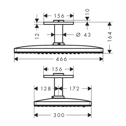 картинка Верхний душ Hansgrohe Rainmaker Select 460 2jet, с потолочным подсоединением от магазина Сантехстрой