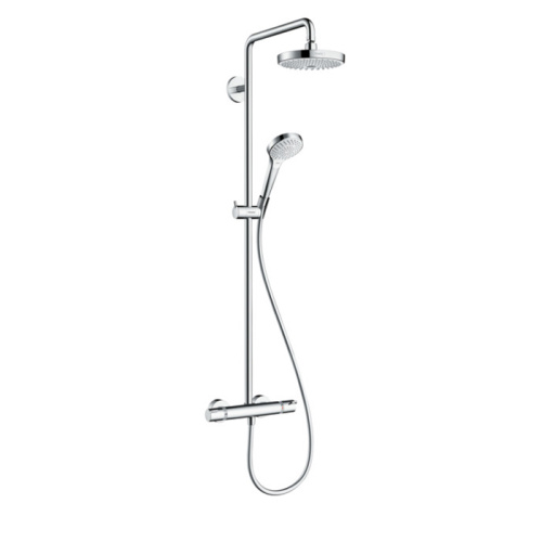 картинка HG Croma Select S Душевая система Showerpipe: верх.душ 180 2jet, ручн.душ, шланг, термостат для душа, цвет: белый/хром от магазина Сантехстрой