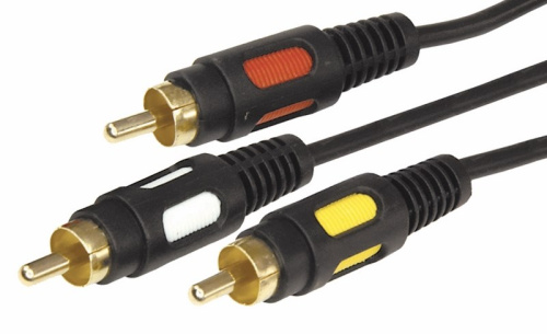 картинка Шнур 3 RCA - 3 RCA,  3м,  черный (GOLD) REXANT от магазина Сантехстрой
