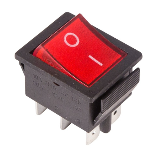 картинка Переключатель клавишный 250V 15А (6с) ON-ON красный с подсветкой (RWB-506, SC-767) REXANT от магазина Сантехстрой