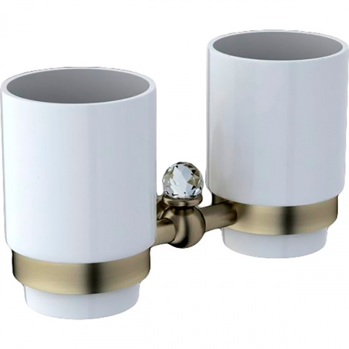 картинка Стакан для зубных щеток Art&Max Antic Crystal AM-E-2688SJ двойной Бронза от магазина Сантехстрой