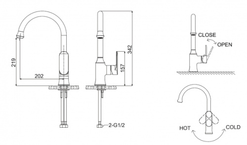 картинка смеситель для кухни bravat opal хром (f7125183cp-rus)