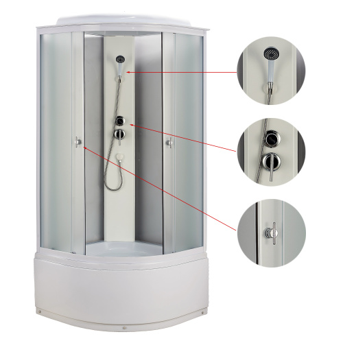 картинка Душевая кабина Loranto 90x90x215 поддон 40 см, 4 мм матовое стекло, профиль и задняя стенка белого цвета (CS-986ТМ/W) от магазина Сантехстрой