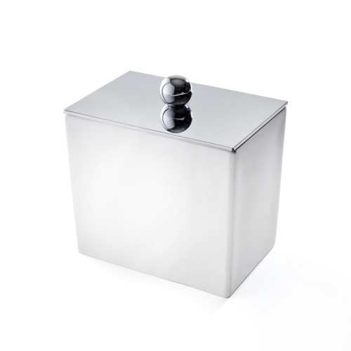 картинка 3SC Mood White Баночка универсальная, 10х10х7 см, с крышкой, настольная, цвет: белый матовый/хром (ПО ЗАПРОСУ) от магазина Сантехстрой