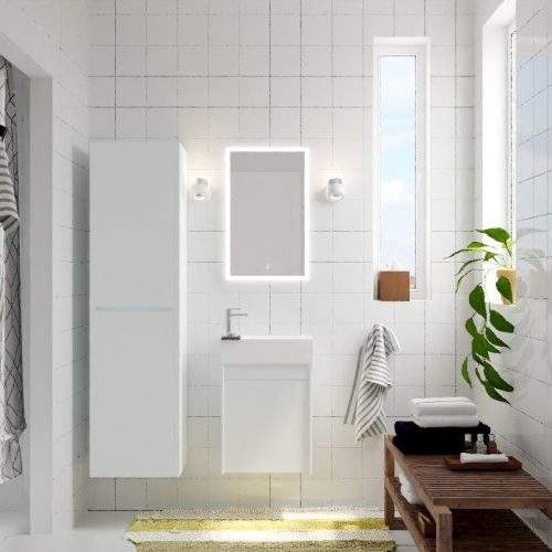 картинка Тумба под раковину FAMILY подвесная с одной распашной дверцей, Bianco Lucido, 400x220x500, Family-400-1D-SO-BL от магазина Сантехстрой