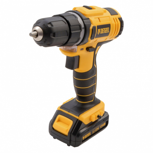 картинка Дрель-шуруповерт аккумуляторная CDL-12-02, Li-Ion, 12 В, 1.5 А*ч, 2 аккумулятора Denzel от магазина Сантехстрой