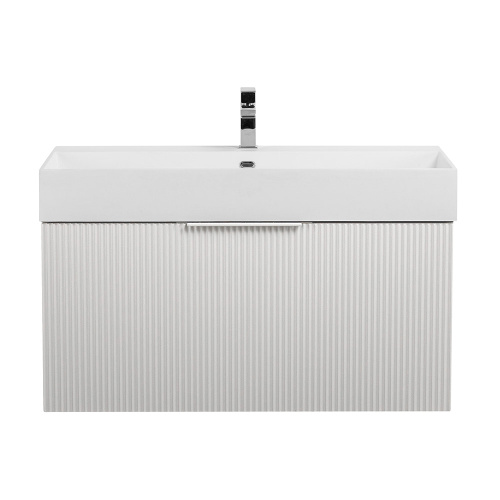 картинка Тумба под раковину PREMIUM с выдвижным ящиком и внутренним ящиком, 55441 Plisse Bianco opaco, 90x44x43 от магазина Сантехстрой