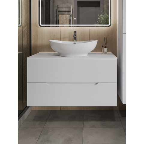 картинка Тумба с раковиной подвесная Orange Line Li-100TuwMDF+B08-585W 100 см, белый от магазина Сантехстрой