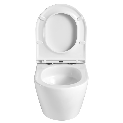 картинка Унитаз подвесной Azario Grado 370х490х360 смыв "Торнадо", скрытое крепление, безободковый, в комплекте с быстросъемным сидением микролифт (AZ-0046-UQ3) от магазина Сантехстрой