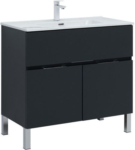 картинка Тумба под раковину Aquanet Алвита new 90 1 ящик, 2 дверцы, антрацит от магазина Сантехстрой