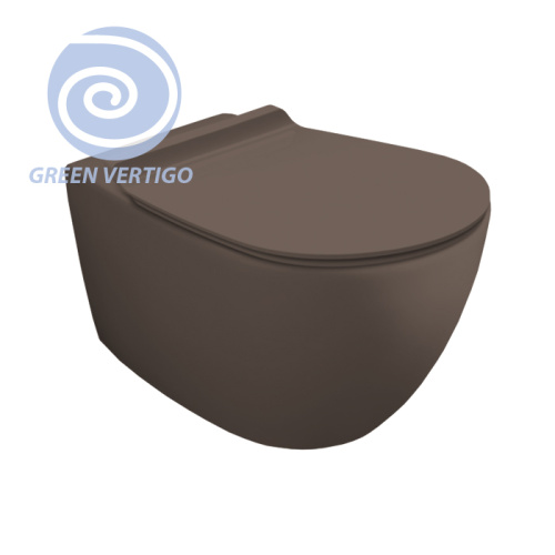 картинка SIMAS Vignoni унитаз подвесной безободковый &quot;Rimless&quot; 56*36,5см, смыв Tornado, без крепежа F85, цвет: moka  matt от магазина Сантехстрой